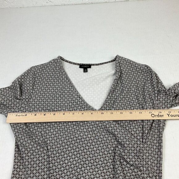 Talbots Womens Faux Wrap Blouse Diamond Print Top 3/4 Sleeve Stretch Shirt XS - Picture 8 of 12